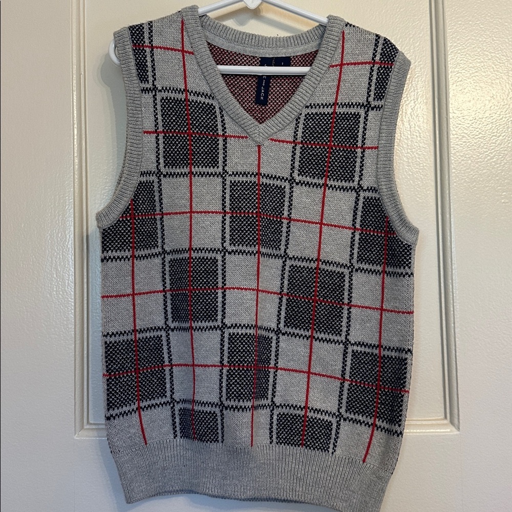 Janie and Jack Gray Plaid Sweater Vest